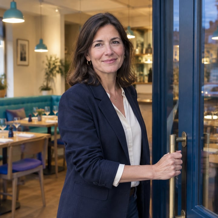 Dirigeante qui termine la fermeture de son bistrot.